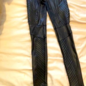 Black faux leather Spanx Moto. Small